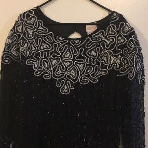 Beaded Fancy Black Party Cruise Dress Size 16 Like NEW Stunning Worn for 3 Hours